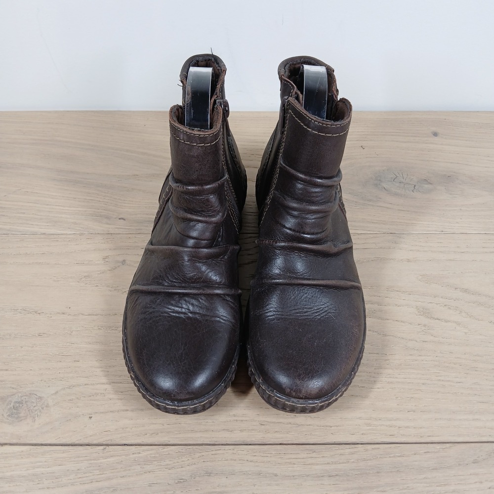 Clarks Booties Womens 7 Brown Leather Ankle Strap Side Zip Comfort Casual Rusti - Picture 6 of 10